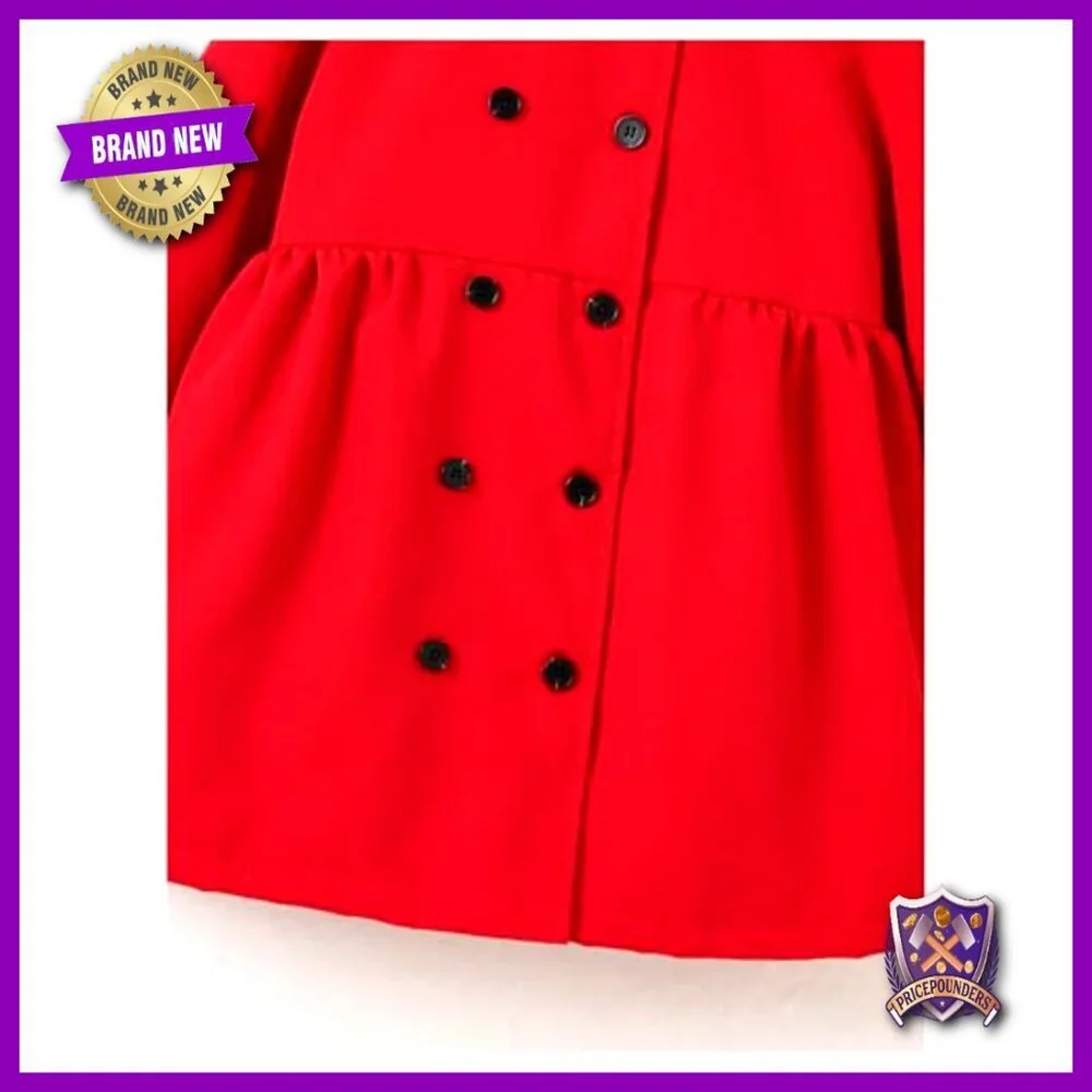 Toddler Girl's Double Breasted Trench Coat Teddy Lined Winter Pea Coat Outerwear